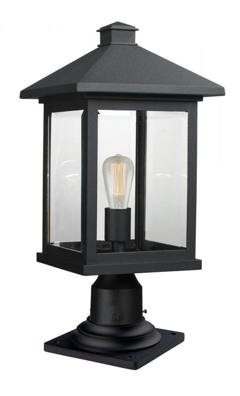Z-Lite Portland 1 Light Outdoor Pier Mounted Fixture in Black Finish Model: 531PHBR-533PM-BK
