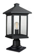 Z-Lite Portland 1 Light Outdoor Pier Mounted Fixture in Black Finish Model: 531PHBR-533PM-BK