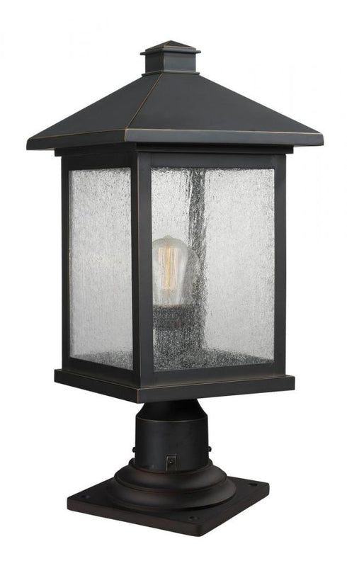 Z-Lite Portland 1 Light Outdoor Pier Mounted Fixture in Black Finish Model: 531PHBR-533PM-BK