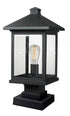 Z-Lite Portland 1 Light Outdoor Pier Mounted Fixture in Black Finish Model: 531PHBS-SQPM-BK