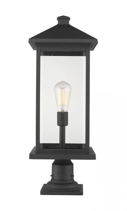 Z-Lite Portland 1 Light Outdoor Pier Mounted Fixture in Black Finish Model: 531PHBXLR-533PM-BK