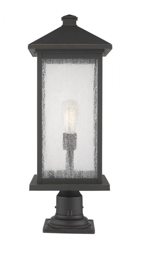 Z-Lite Portland 1 Light Outdoor Pier Mounted Fixture in Black Finish Model: 531PHBXLR-533PM-BK