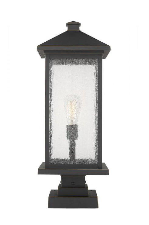 Z-Lite Portland 1 Light Outdoor Pier Mounted Fixture in Black Finish Model: 531PHBXLS-SQPM-BK