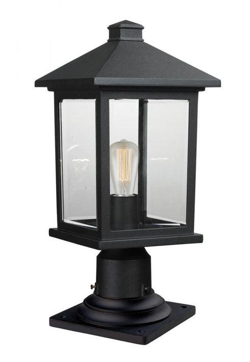 Z-Lite Portland 1 Light Outdoor Pier Mounted Fixture in Black Finish Model: 531PHMR-533PM-BK