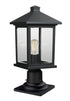 Z-Lite Portland 1 Light Outdoor Pier Mounted Fixture in Black Finish Model: 531PHMR-533PM-BK