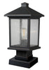 Z-Lite Portland 1 Light Outdoor Pier Mounted Fixture in Black Finish Model: 531PHMS-SQPM-BK