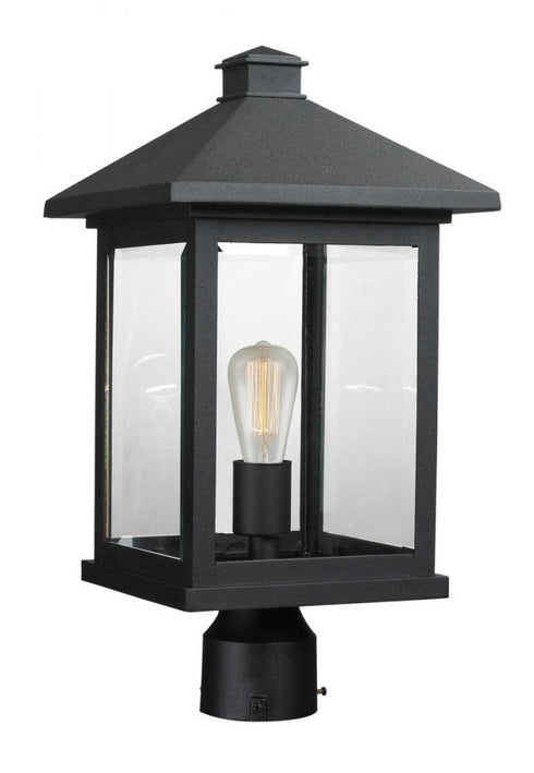 Z-Lite Portland 1 Light Outdoor Post Mount Fixture in Black Finish Model: 531PHBR-BK