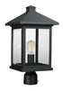 Z-Lite Portland 1 Light Outdoor Post Mount Fixture in Black Finish Model: 531PHBR-BK