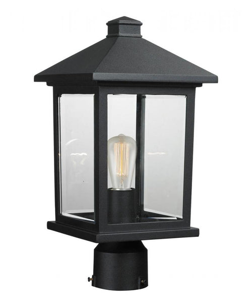 Z-Lite Portland 1 Light Outdoor Post Mount Fixture in Black Finish Model: 531PHMR-BK