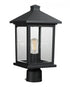 Z-Lite Portland 1 Light Outdoor Post Mount Fixture in Black Finish Model: 531PHMR-BK