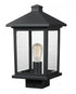 Z-Lite Portland 1 Light Outdoor Post Mount Fixture in Black Finish Model: 531PHMS-BK