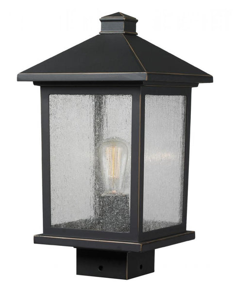 Z-Lite Portland 1 Light Outdoor Post Mount Fixture in Black Finish Model: 531PHMS-BK