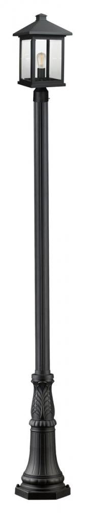 Z-Lite Portland 1 Light Outdoor Post Mounted Fixture in Black Finish Model: 531PHBR-518P-BK