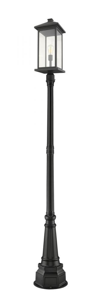 Z-Lite Portland 1 Light Outdoor Post Mounted Fixture in Black Finish Model: 531PHBXLR-564P-BK