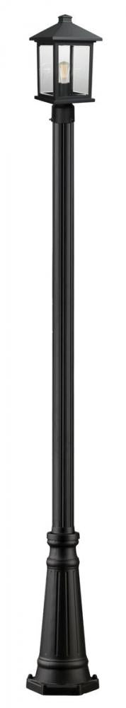 Z-Lite Portland 1 Light Outdoor Post Mounted Fixture in Black Finish Model: 531PHMR-519P-BK