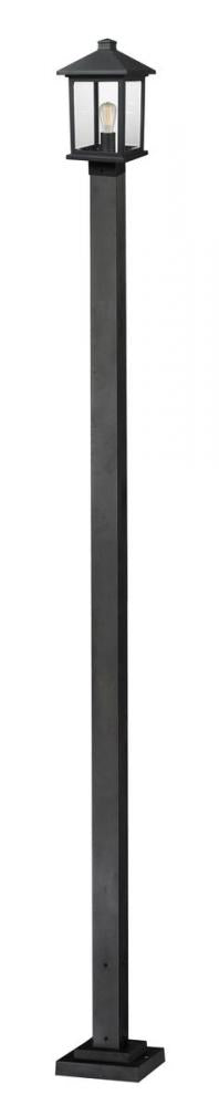 Z-Lite Portland 1 Light Outdoor Post Mounted Fixture in Black Finish Model: 531PHMS-536P-BK