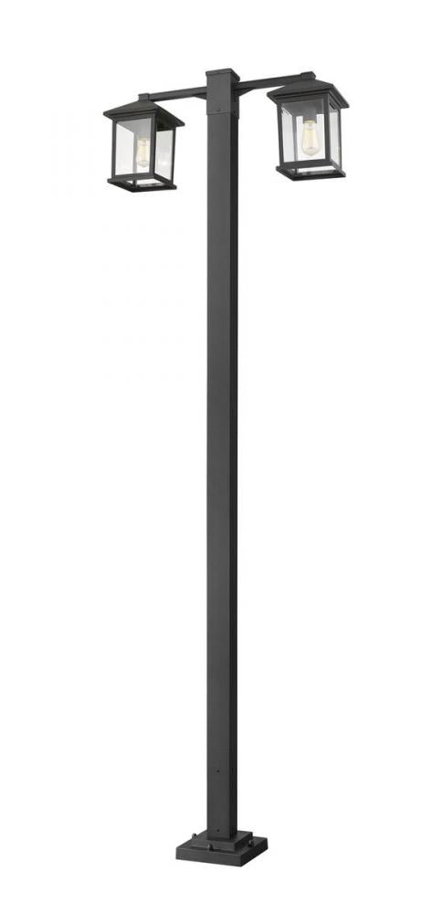 Z-Lite Portland 2 Light Outdoor Post Mounted Fixture in Black Finish Model: 531-2-536P-BK