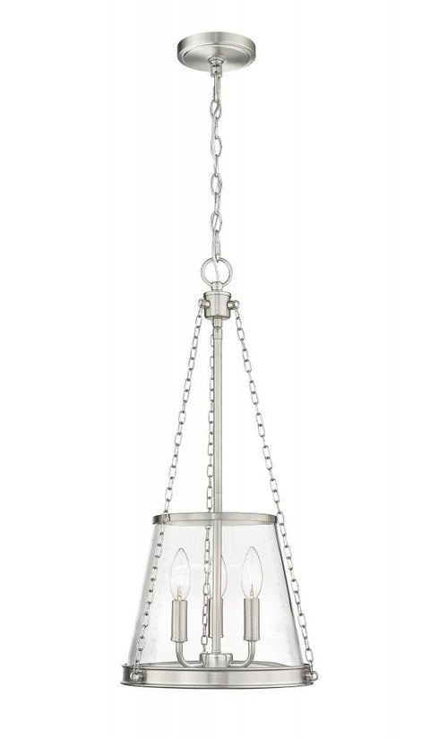 Z-Lite Prescott 3 Light Pendant in Brushed Nickel Finish Model: 341P12-BN