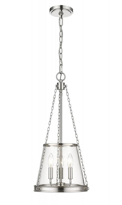 Z-Lite Prescott 3 Light Pendant in Brushed Nickel Finish Model: 341P12-BN