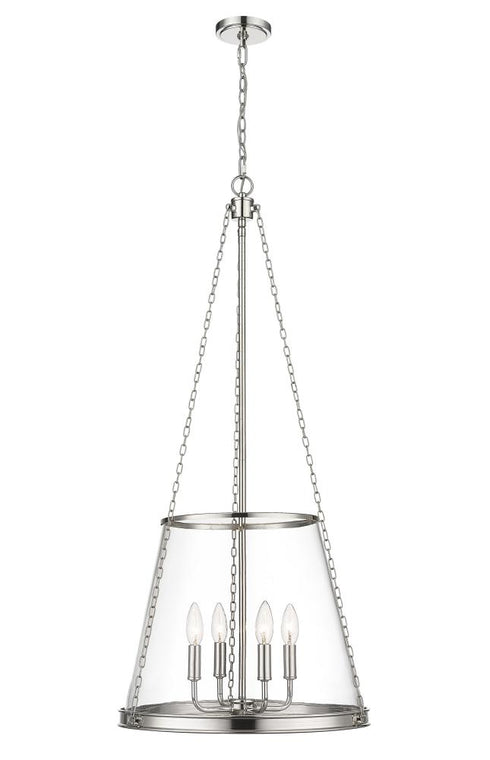 Z-Lite Prescott 4 Light Pendant in Brushed Nickel Finish Model: 341P18-BN