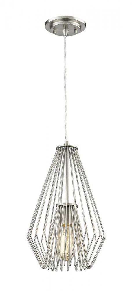 Z-Lite Quintus 1 Light Pendant in Brushed Nickel Finish Model: 442MP-BN