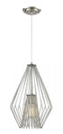 Z-Lite Quintus 1 Light Pendant in Brushed Nickel Finish Model: 442MP12-BN