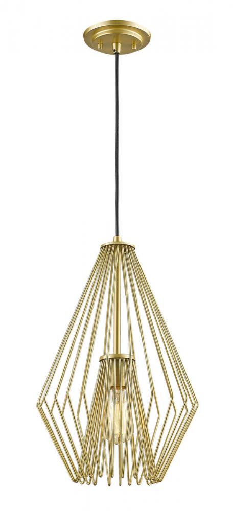 Z-Lite Quintus 1 Light Pendant in Brushed Nickel Finish Model: 442MP12-BN