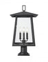 Z-Lite Rainer 4 Light Outdoor Pier Mounted Fixture in Black Finish Model: 5015PHBR-533PM-BK