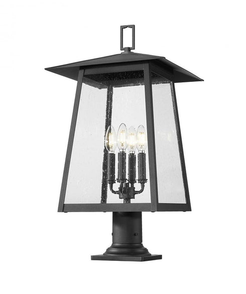 Z-Lite Rainer 4 Light Outdoor Pier Mounted Fixture in Black Finish Model: 5015PHBR-533PM-BK