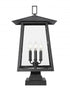 Z-Lite Rainer 4 Light Outdoor Pier Mounted Fixture in Black Finish Model: 5015PHBS-SQPM-BK