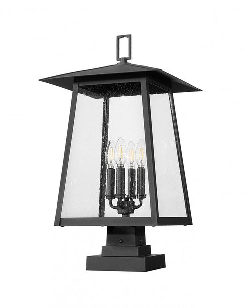 Z-Lite Rainer 4 Light Outdoor Pier Mounted Fixture in Black Finish Model: 5015PHBS-SQPM-BK