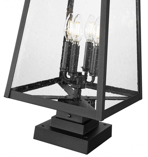 Z-Lite Rainer 4 Light Outdoor Pier Mounted Fixture in Black Finish Model: 5015PHBS-SQPM-BK