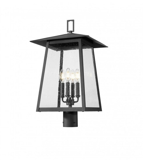 Z-Lite Rainer 4 Light Outdoor Post Mount Fixture in Black Finish Model: 5015PHBR-BK
