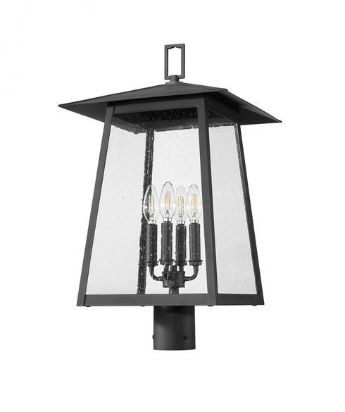 Z-Lite Rainer 4 Light Outdoor Post Mount Fixture in Black Finish Model: 5015PHBR-BK