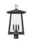 Z-Lite Rainer 4 Light Outdoor Post Mount Fixture in Black Finish Model: 5015PHBR-BK