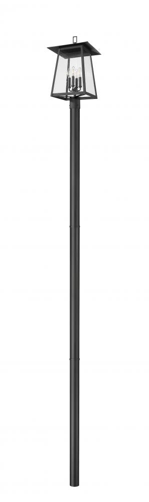 Z-Lite Rainer 4 Light Outdoor Post Mounted Fixture in Black Finish Model: 5015PHBR-5009P120-BK