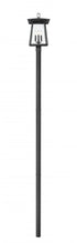 Z-Lite Rainer 4 Light Outdoor Post Mounted Fixture in Black Finish Model: 5015PHBR-5009P120-BK