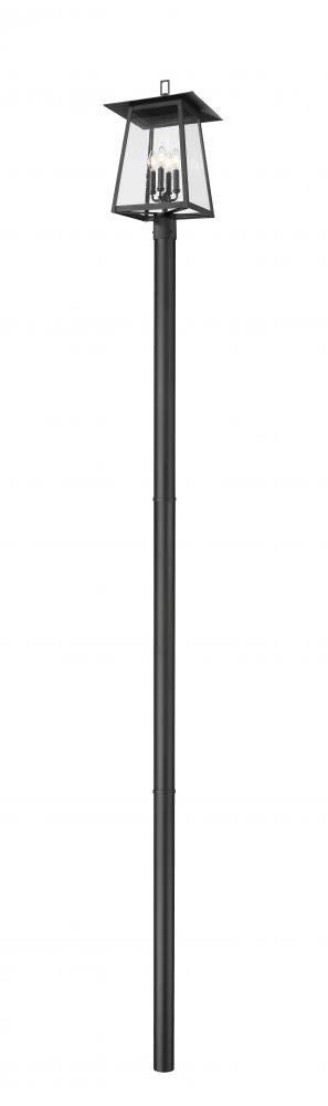 Z-Lite Rainer 4 Light Outdoor Post Mounted Fixture in Black Finish Model: 5015PHBR-5009P120-BK