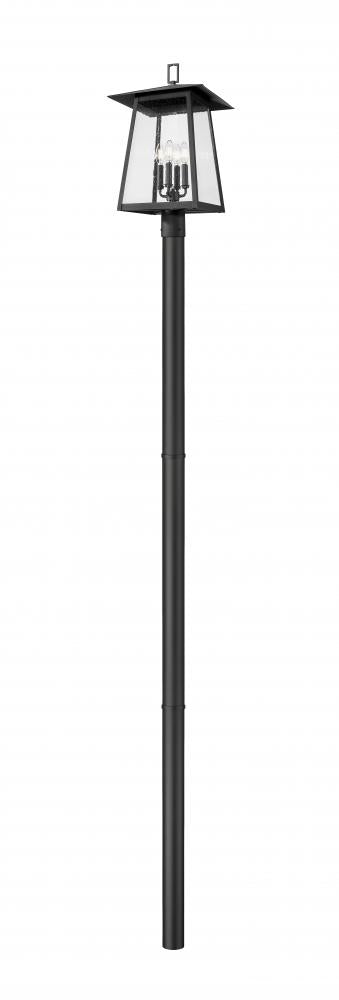 Z-Lite Rainer 4 Light Outdoor Post Mounted Fixture in Black Finish Model: 5015PHBR-5009P96-BK
