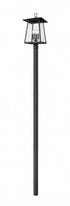Z-Lite Rainer 4 Light Outdoor Post Mounted Fixture in Black Finish Model: 5015PHBR-5009P96-BK