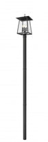 Z-Lite Rainer 4 Light Outdoor Post Mounted Fixture in Black Finish Model: 5015PHBR-5009P96-BK