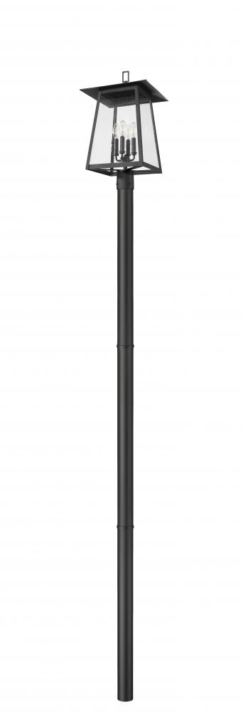Z-Lite Rainer 4 Light Outdoor Post Mounted Fixture in Black Finish Model: 5015PHBR-5009P96-BK