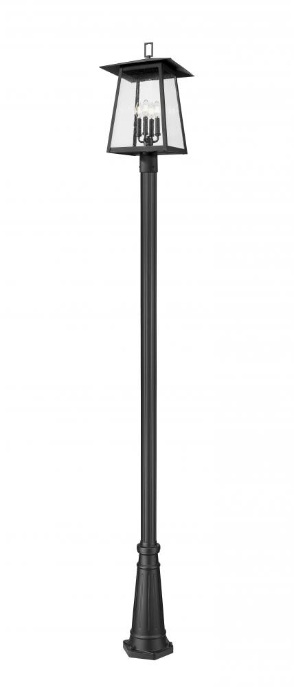 Z-Lite Rainer 4 Light Outdoor Post Mounted Fixture in Black Finish Model: 5015PHBR-5011P-BK