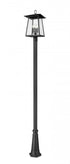 Z-Lite Rainer 4 Light Outdoor Post Mounted Fixture in Black Finish Model: 5015PHBR-5011P-BK