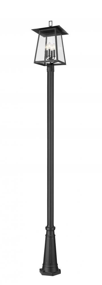 Z-Lite Rainer 4 Light Outdoor Post Mounted Fixture in Black Finish Model: 5015PHBR-5011P-BK