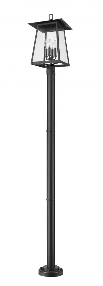 Z-Lite Rainer 4 Light Outdoor Post Mounted Fixture in Black Finish Model: 5015PHBR-5012P-BK