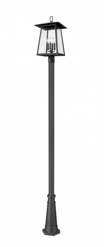 Z-Lite Rainer 4 Light Outdoor Post Mounted Fixture in Black Finish Model: 5015PHBR-519P-BK