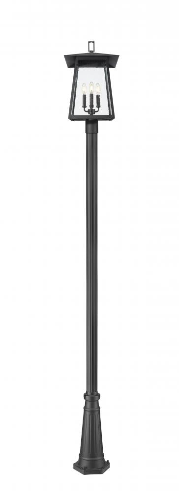 Z-Lite Rainer 4 Light Outdoor Post Mounted Fixture in Black Finish Model: 5015PHBR-519P-BK