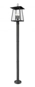 Z-Lite Rainer 4 Light Outdoor Post Mounted Fixture in Black Finish Model: 5015PHBR-567P-BK
