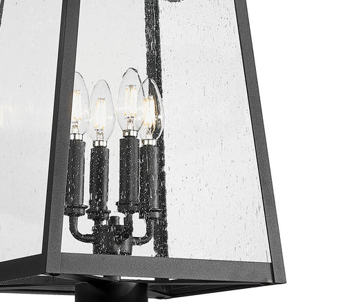 Z-Lite Rainer 4 Light Outdoor Post Mounted Fixture in Black Finish Model: 5015PHBR-567P-BK